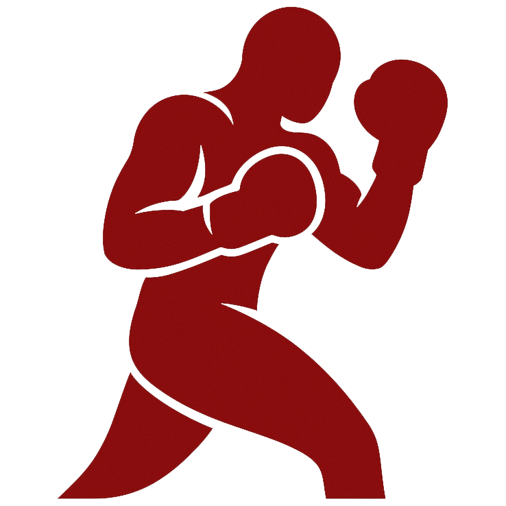 Boxing Club Bergerac Logo Boxing Club Bergerac : silhouette rouge d'un boxeur en garde